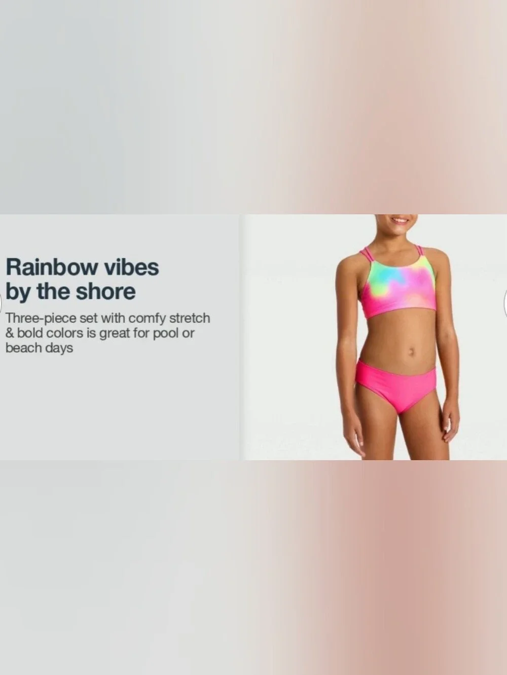 Girls' Long Sleeve Whirlpool Rainbow Bikini Set. Cat & Jack Pink Sz M(8) & XL(14